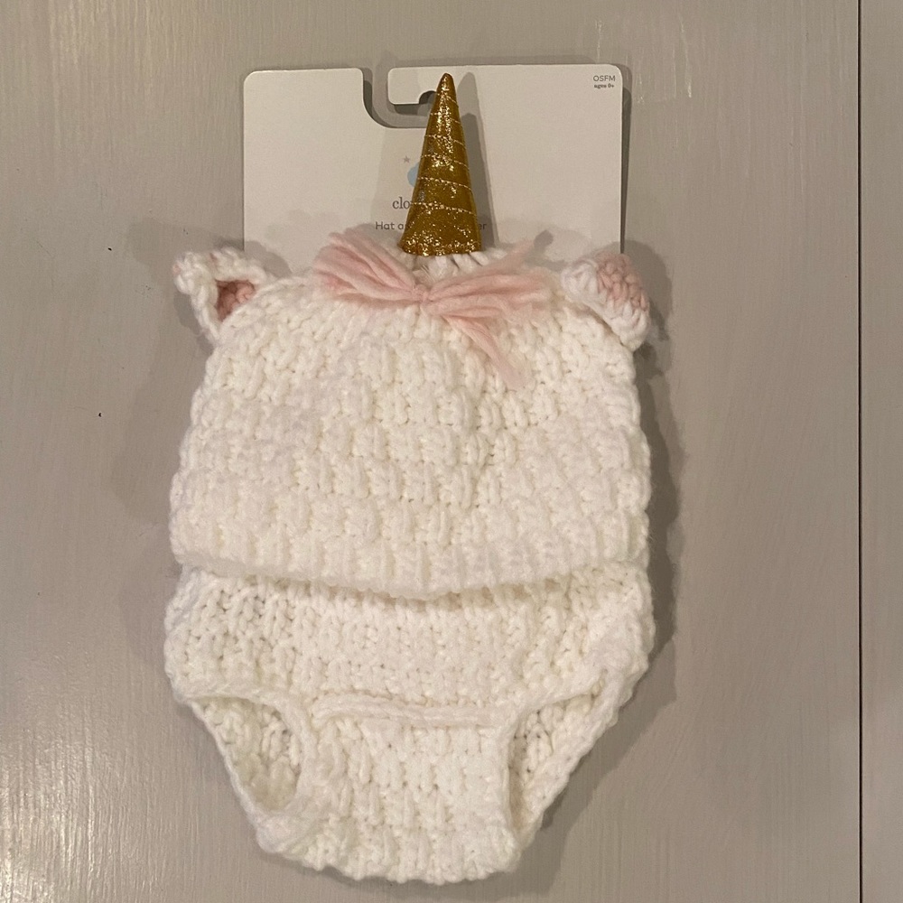 Cloud Island Hat and Diaper cover set infants.
